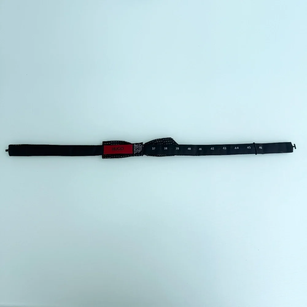 Hugo Boss Silk Black and‎ Silver Bow tie, adjustable sizing, Orange label